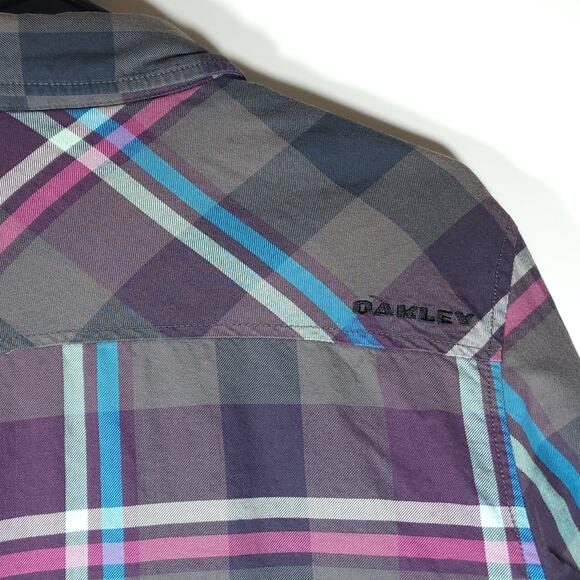 Oakley Men's Medium Plaid Cotton Multicolor Lined Button Down Shirt Jacket - Picture 10 of 12